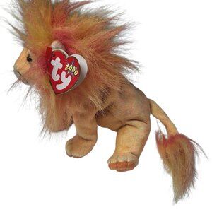 Ty Beanie Baby Bushy 2000 Lion Plush Orange Neon Cat Jungle Vintage
